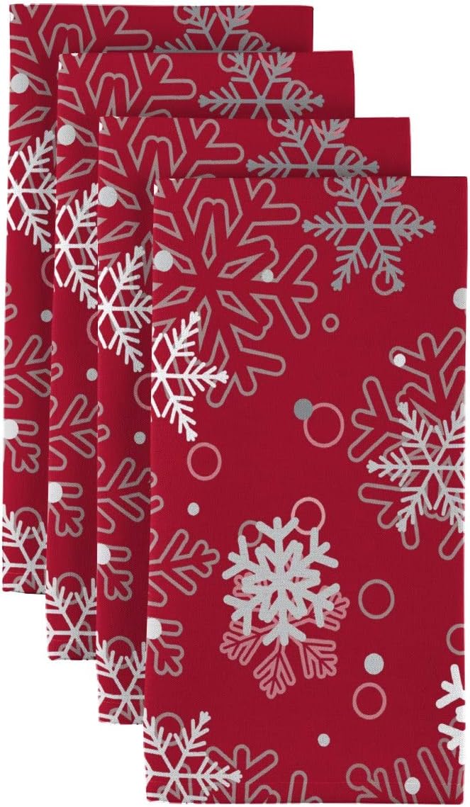 Milliken Winter Red Snowflakes Dinner Napkins - Set of 12