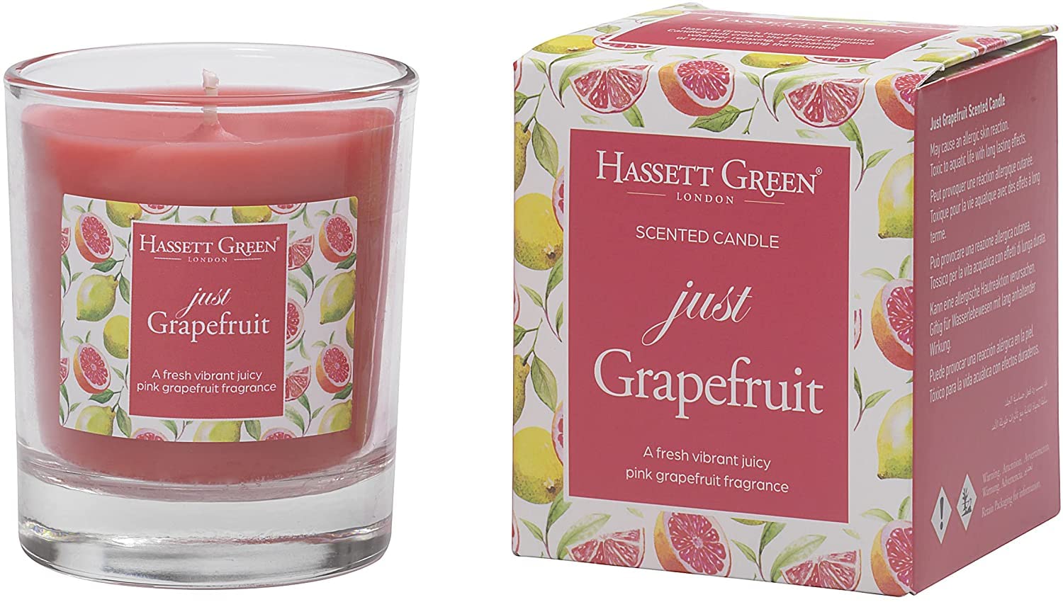 Hassett Green London - Just Grapefruit Scented Candle in a Glass Tumbler, 150g Boxed