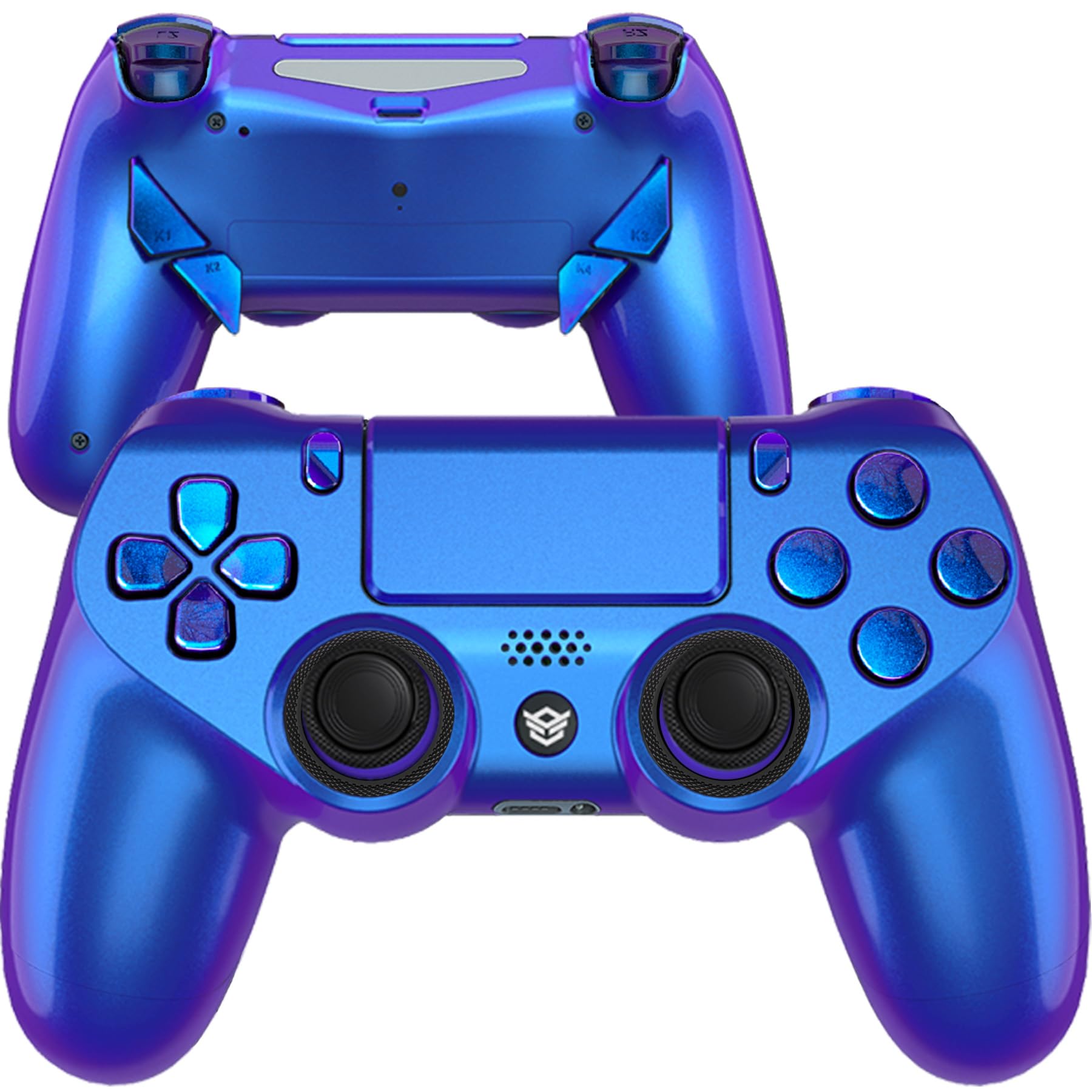 HEXGAMING NEW EDGE Wireless Controller Compatible with ps4-4 Back Buttons, 6 Profiles, Hair Triggers, Swappable Thumbsticks - Chameleon Purple Blue