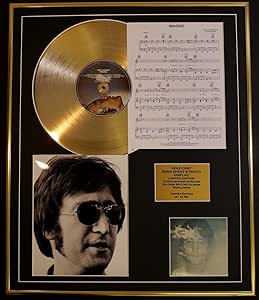 JOHN Lennon/CD Disco de oro, hoja de la canción y exhibición de la foto
