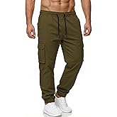 DISLANBO Mens Jogger Pants Casual Lightweight Cargo Pants Drawstring Elastic Waist Tapered Leg Pants with Pockets