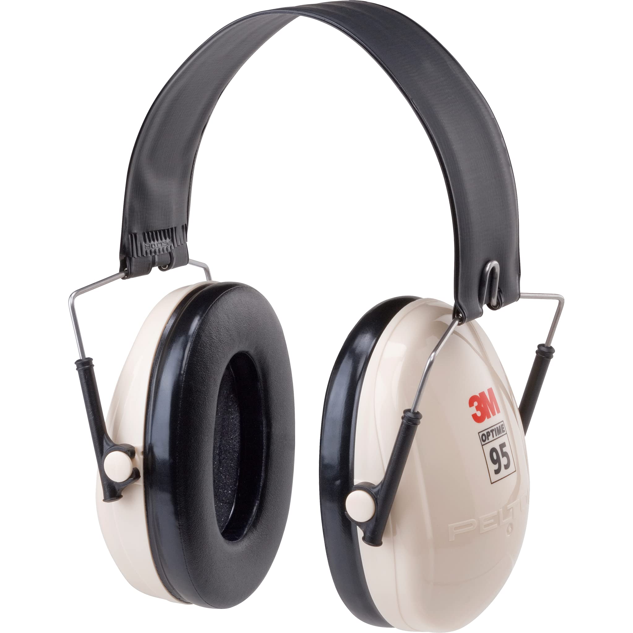 3M PELTOR Hearing Protection Optime 95 Folding Earmuffs, Over the Head, H6F/V, 21 dB NRR, Folding Design, Adjustable Earcups, E-A-Rfit Compatible, Stainless Steel, Pack of 1, Beige