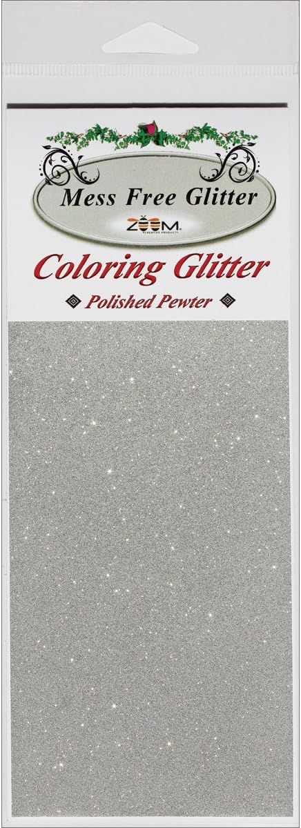 ZOOM CREATIVE PRODUCTS - Mess Free Coloring Glitter 3"X8" Sheet - Polished Pewter
