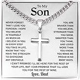 LEONADORA To My Son Necklace From Mom and Dad, Personalized Amazing Son Necklace From Mother Father, Inspiration Graduation Birthday Gifts, Cool Christmas Gift for Men