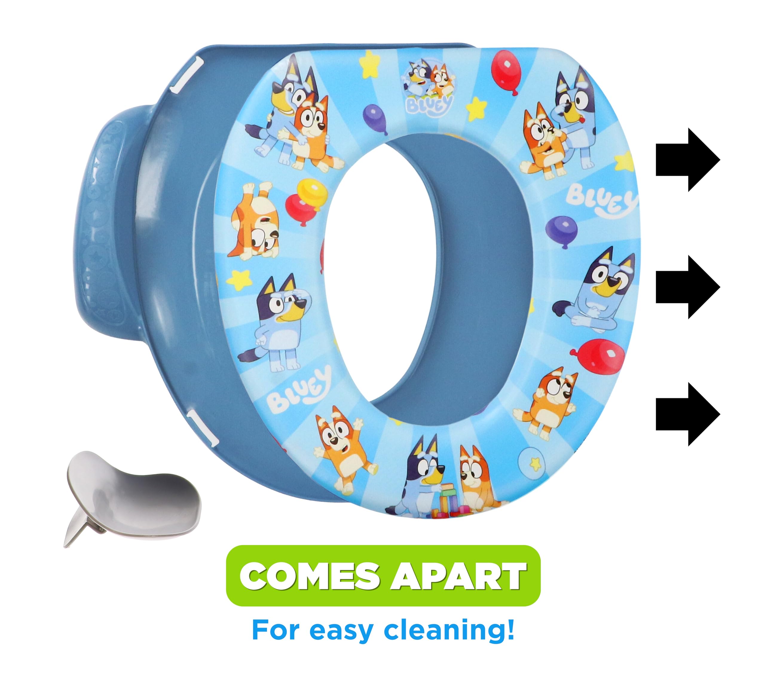 Bluey Potty Training Set, 2 pieces combine soft potty seat and a non-slip step stool, for toddlers and kids, potty training with fun Bluey characters.