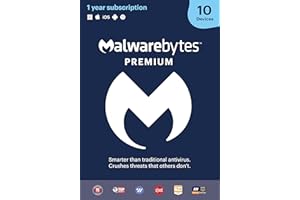 Malwarebytes Premium 4.5 Latest Version Antivirus Software | 12 Months, 10 Devices (Windows, Mac OS, Android, Apple iOS, Chrome) [software_key_card]