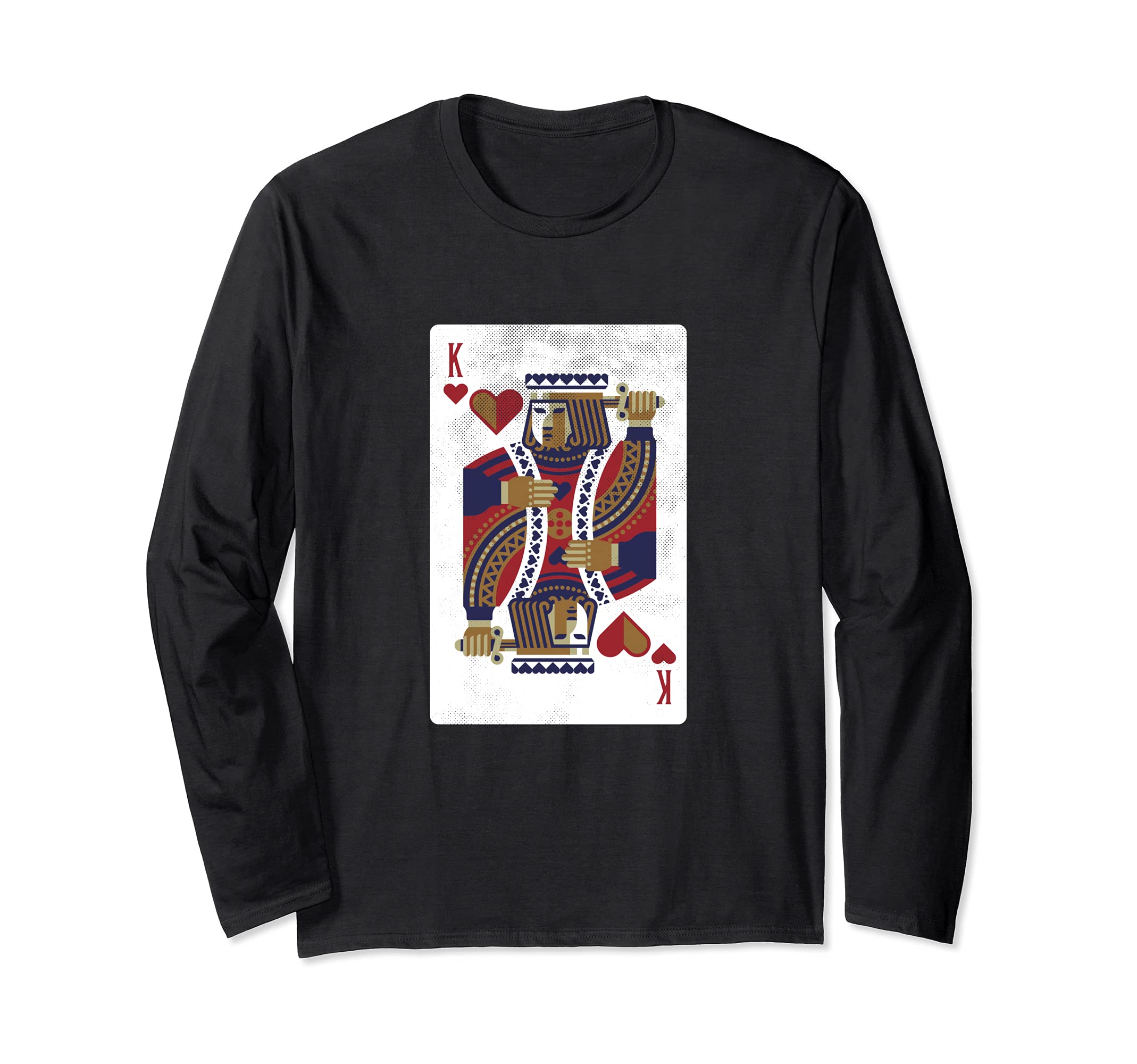 King Of Hearts Card Design Poker Player Funny Long Sleeve T-Shirt