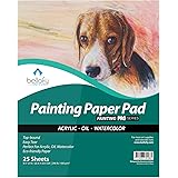 Bellofy Painting Paper Pad - 25 Sheets / 50 Pages - Acrylic Oil Watercolor Cold Pressed Rough Finish Paper for Painting - 9 x