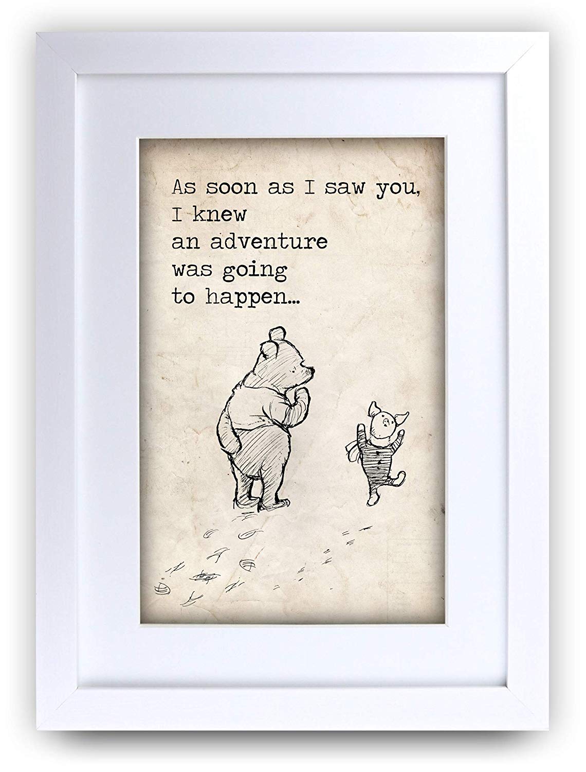HWC Trading FR Winnie the Pooh Adventure A4 Framed Printed Quote Nursery Print Baby Shower Room Gifts New Born Bedroom Gift Print Photo Picture Frame Display