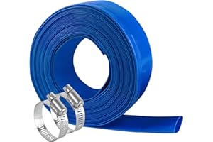 EASTRANS 1 1/2 IN x 100 FT Pool Backwash Hose, Heavy Duty Flat Discharge Hose, Weather and Burst Resistant, Best Pool Hoses for Inground Pools, Pool Filter Hose & Pool Drain Hose