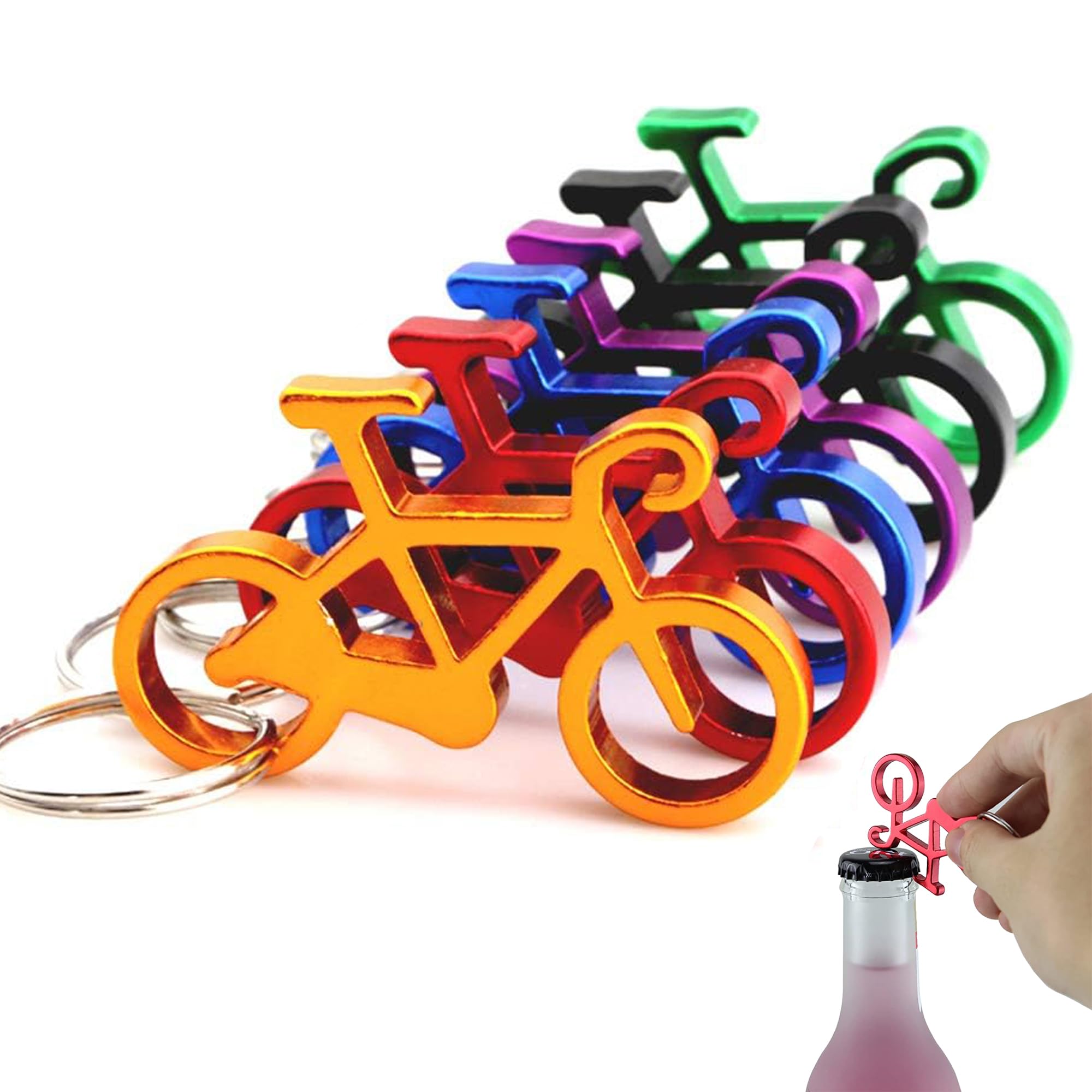 Lezed Bike Keychain Beer Bottle Opener 10pcs Bicycle Keyring Bottle Opener Pocket Key Chain Beer Opener Aluminum Opener for Drink Soda Funny Gift, Random Colour