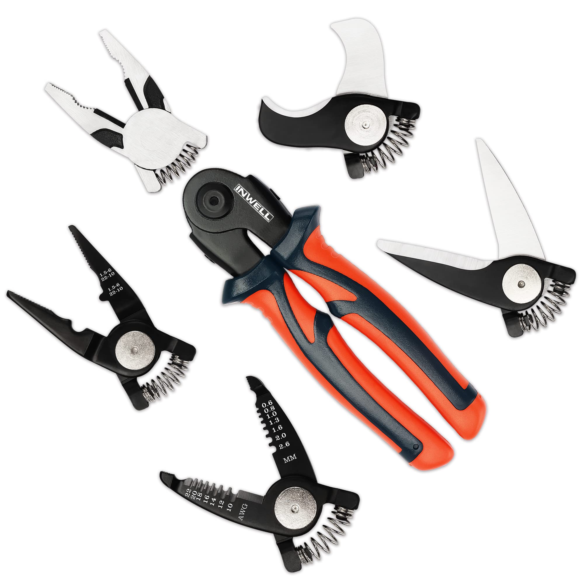 Photo 1 of Inwell 5 IN 1 Plier Tool Set - Includes Cable Cutters, Wire Stripper, Crimping Plier, Linesman Pliers, Scissor, Multipurpose Combination 8 Inch Pliers with Storage Case