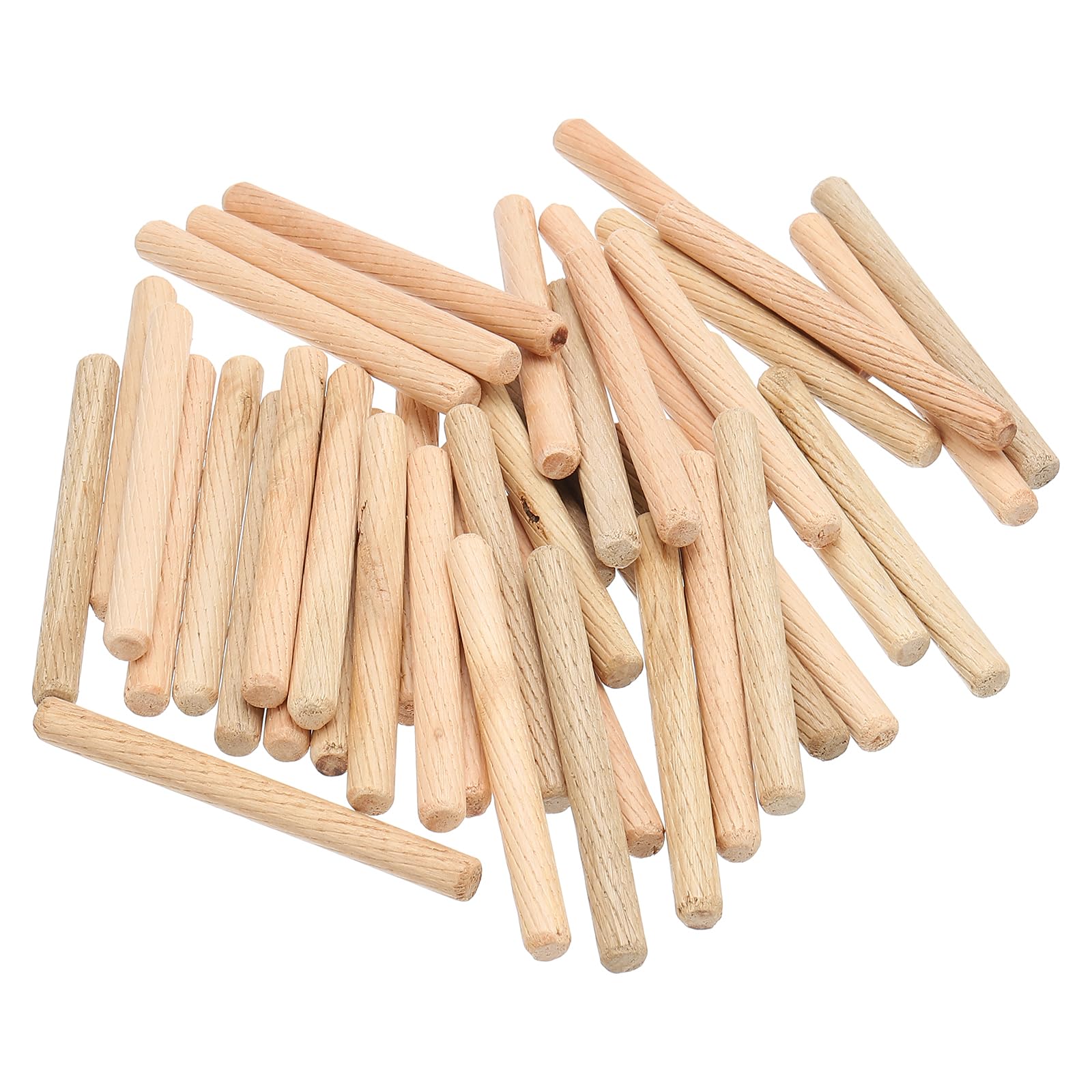 PATIKIL 1/3 Wooden Dowel Pins, 300 Pcs M8x80mm Wood Dowel Pins Hardwood Pegs Fluted Groove Easy Insertion for Crafts Furniture Door Art