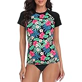 LRD Women's Short Sleeve Rash Guard Shirts UPF 50 Quick Dry Active Swim Shirt