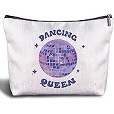 Zomhix Dancing Queen Makeup Bag for Women - Dance Recital Gifts for Girls, Retro Disco Ball Gifts Cosmetic Bag, Trendy Dance Team Dancer Dance Teacher Appreciation Gifts