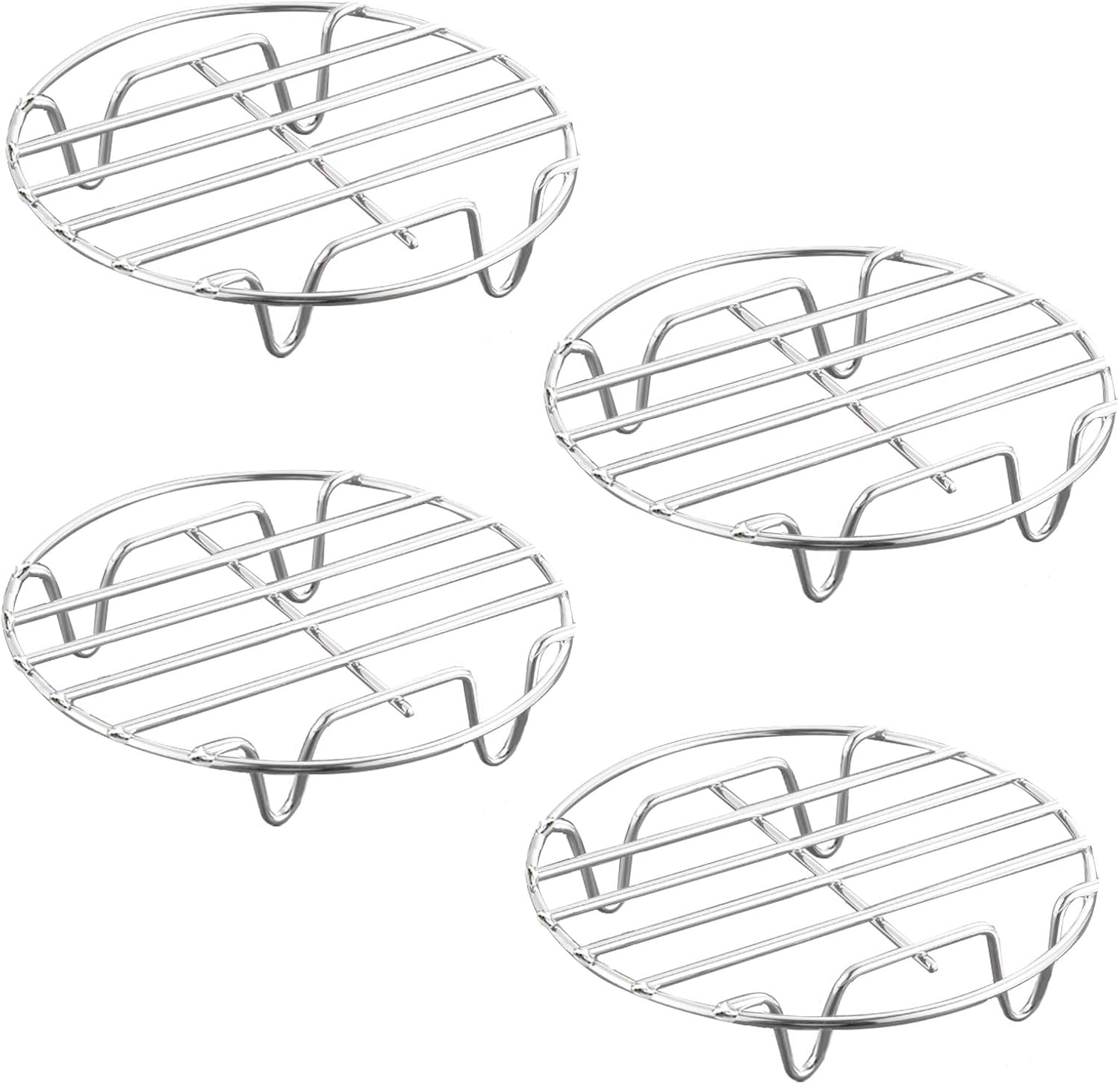 HILELIFE Stainless Steel Cooling Rack - 4 Pcs 7 in Round Cooking Rack Steamer Rack Multipurpose Drying Baking Rack for Stock Pot, Pressure Cooker, Steamer, Canning, Pan and Oven: Kitchen & Dining