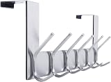 WEBI Over The Door Hook 6 Hook Towel Rack Silver 3.5-4.5 cm Thick Doors