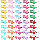 Pibupibu Wholesale 40 Pack Rimless Heart Shaped Sunglasses Bulk Adults Unisex, Fun Colorful Heart Glasses Party Favors