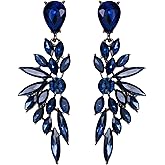 BriLove Women's Wedding Bridal Crystal Teardrop Multi Marquise Cluster Bling Dangle Earrings