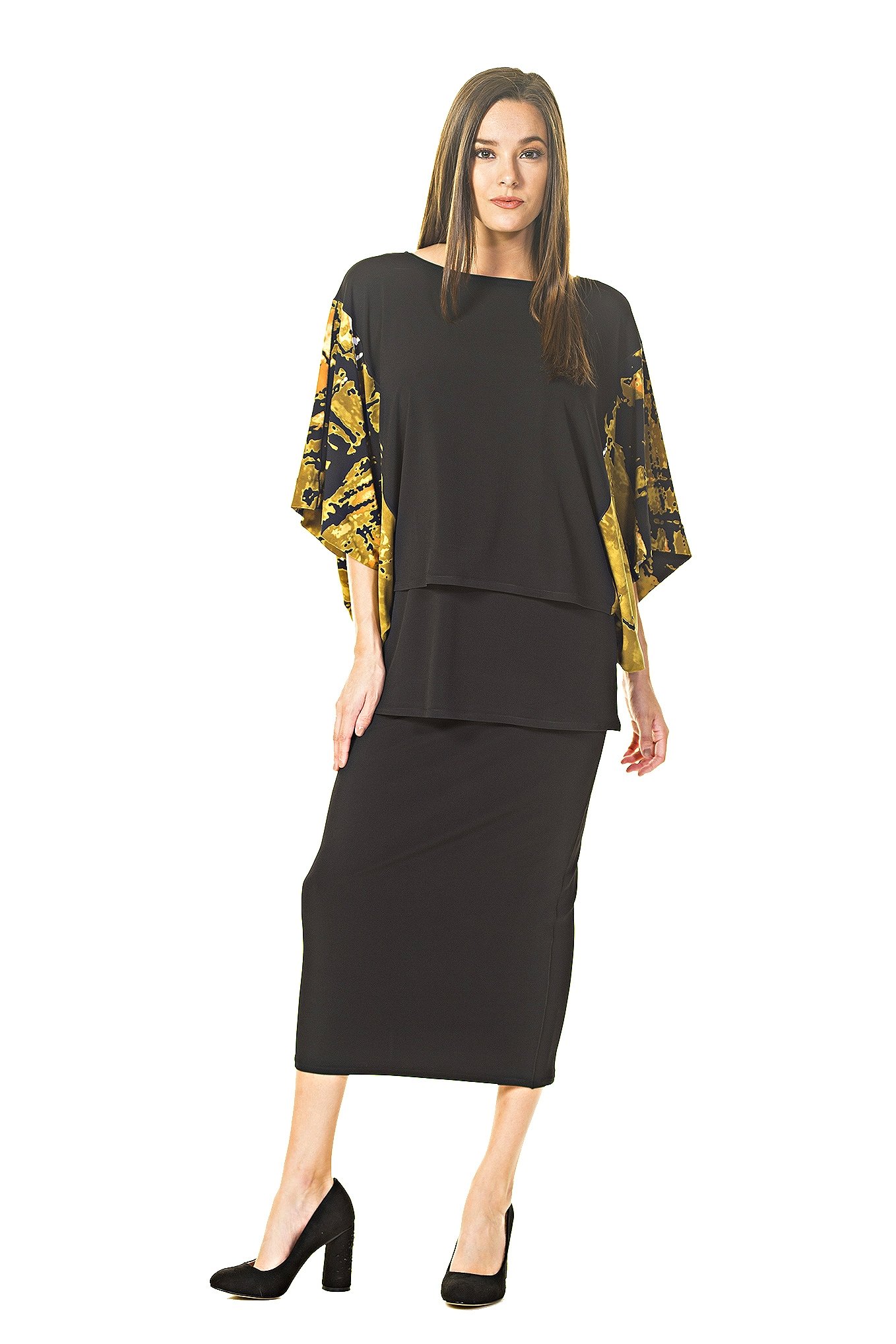 Eva VarroWomen's Calf Length Dbl WB Straight Skirt