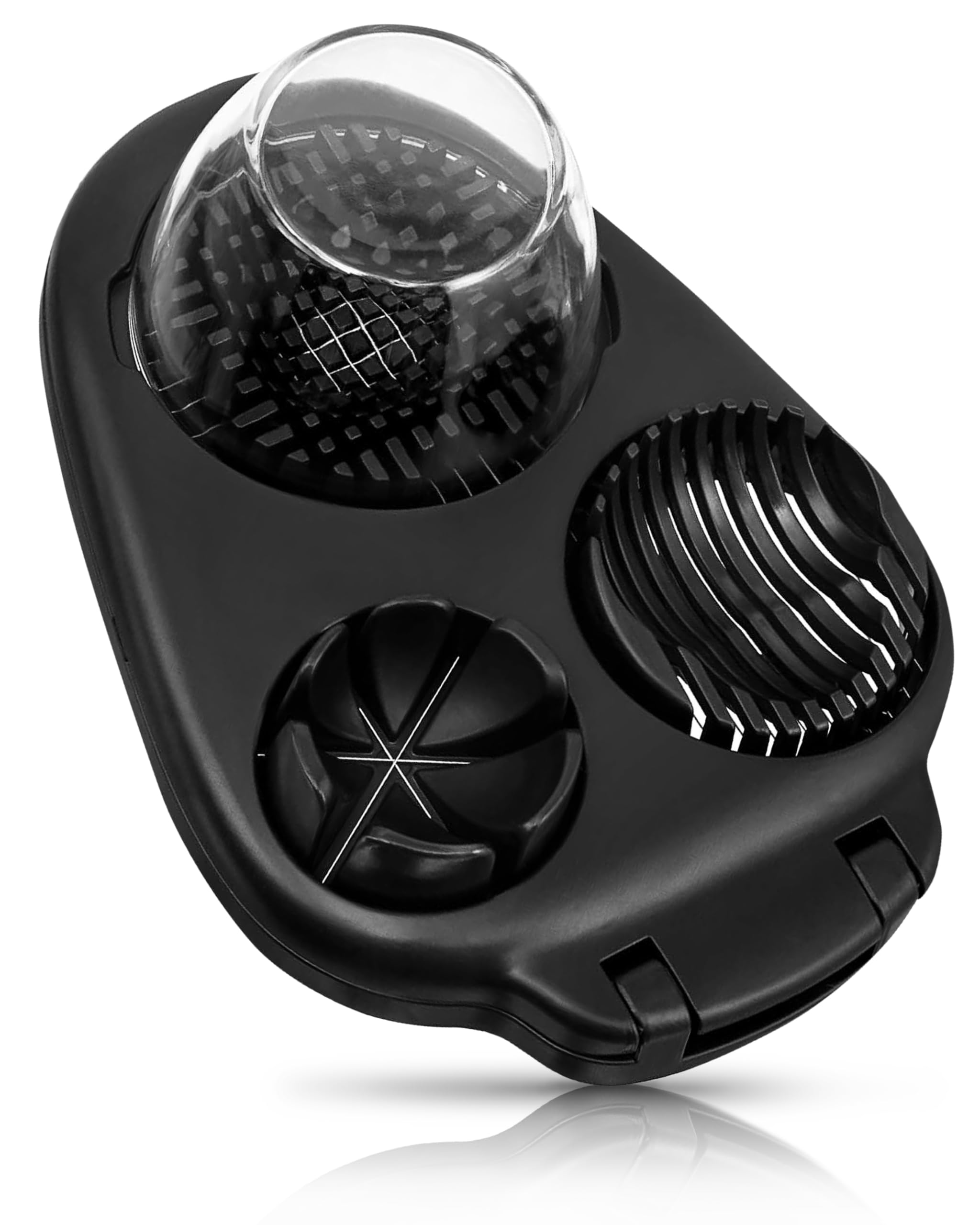 Photo 1 of CraftyCrocodile Egg Slicer for Hard Boiled Eggs - 3 Slice Modes Egg Cutter, Heavy Duty, Stainless Steel Dicer - Kitchen Chopper Tool for Strawberry, Mushroom, Grape, Cherry Tomato - Black