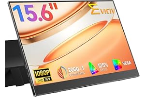 EVICIV Portable Monitor 15.6" 1080P, FHD Travel Monitor for Laptop, IPS Portable Screen w/VESA & Kickstand, USB-C Mini HDMI E