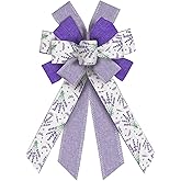 ABTOLS Large Floral Bows for Wreath, Purple Lavender Wreath Bows Purple Dot Bows for Front Door, Spring Flower Burlap Ornament Tree Topper Bows for Home Indoor Outdoor Decor