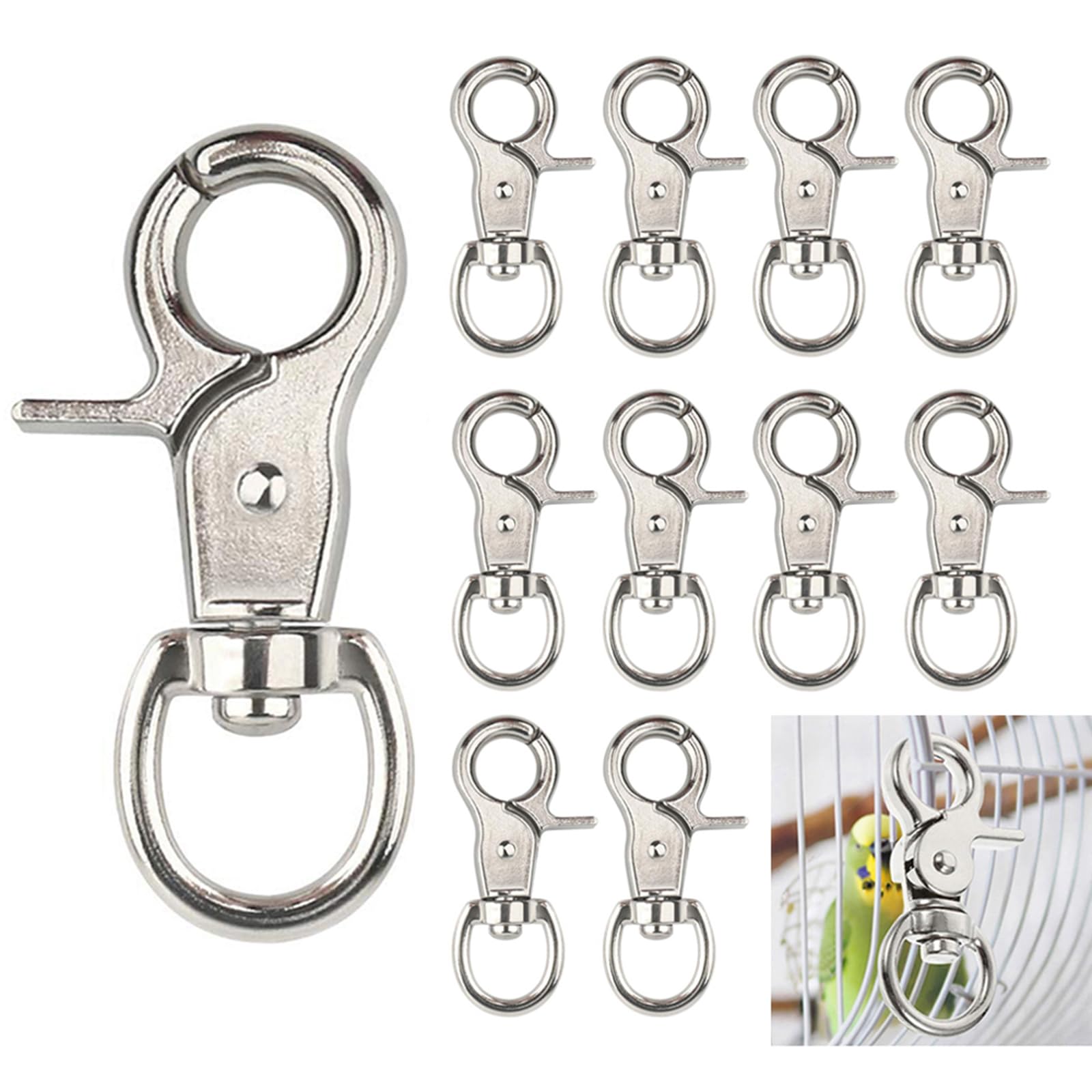Photo 1 of 10pcs  Snap Hooks 2.32' x 0.82' Heavy Duty Swivel Snap Hooks Metal Clasps Lanyard Clips for Bird Cage Key Chains