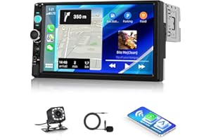 Single Din Car Stereo with Wireless Carplay&Android Auto,7 Inch 1 Din Touchscreen Car Radio with Bluetooth FM Radio Mirror Li