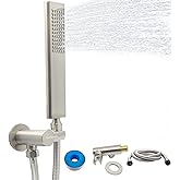 Backnets Solid Brass Handheld Shower Head Arc Design High Pressure Brushed Nickel Hand Shower Wand with Adjustable Supply Elb