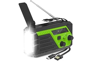 RYCHI Hand Crank Emergency Radio, 6000mAh AM/FM/NOAA Weather Radio, Hand Crank Radio with 4 Built-in Cable, Emergency Weather Radio with Quickly Phone Charger, SOS Alarm for Emergency Winter Storm