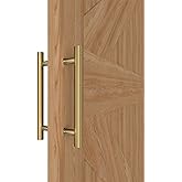 LVYIHAN Titanium Gold Round Barn Door Handles 12"/16"/18"/24"/36"/48"/59'', Pull Push Long French Door Handle Double Sided, L