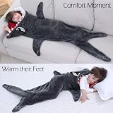 CozyBomB Cozy Shark Blanket for Kids 60x20in Flannel One Piece Hooded view 4
