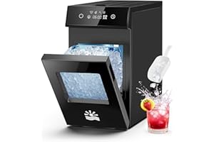 EXNOS Nugget Ice Maker, 4-Minute Fast Ice Making, Ice Makers Countertop with Smart Timer, Self-Cleaning,26.5Lbs Daily Production of Pebble Ice Machine & Crushed Ice Maker, Ideal for Home/Kitchen Use