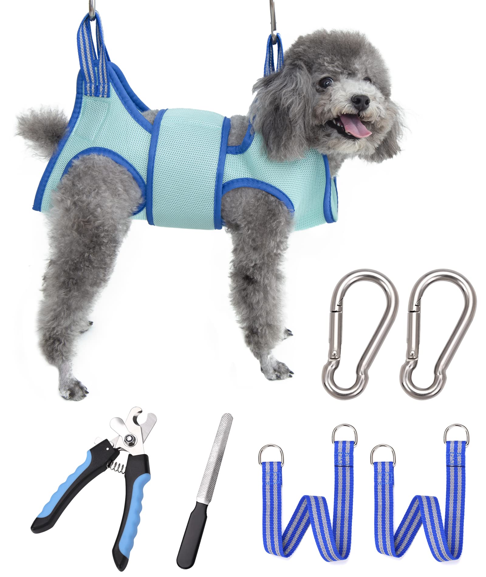 Kkiimatt 2028 New Edition Dog Grooming Hammock with Nail Clippers and File - Pet Harness Sling with Wide Strap Sewed