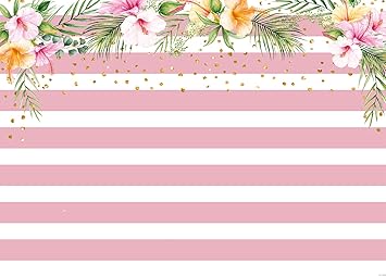 Amazon Com Daniu Pink And White Stripes Flowers Party Backdrop