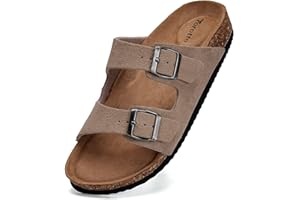 Torotto Womens Slides with Cork Footbed Open Toe Adjustable Webbing Flat Sandals for Walking | Beach | Indoor