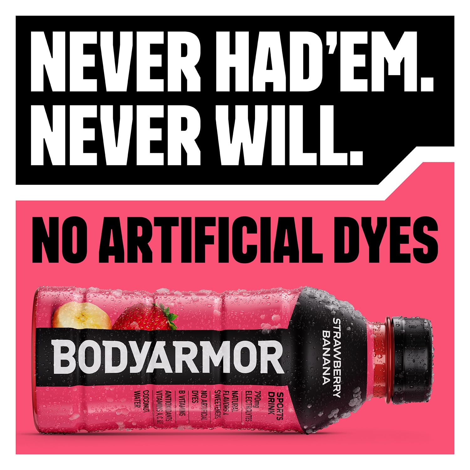BODYARMOR Sports Drink Sports Beverage, Strawberry Banana, Coconut Water Hydration, Natural Flavors With Vitamins, Potassium-Packed Electrolytes, Perfect For Athletes, 16 Fl Oz (Pack of 12)