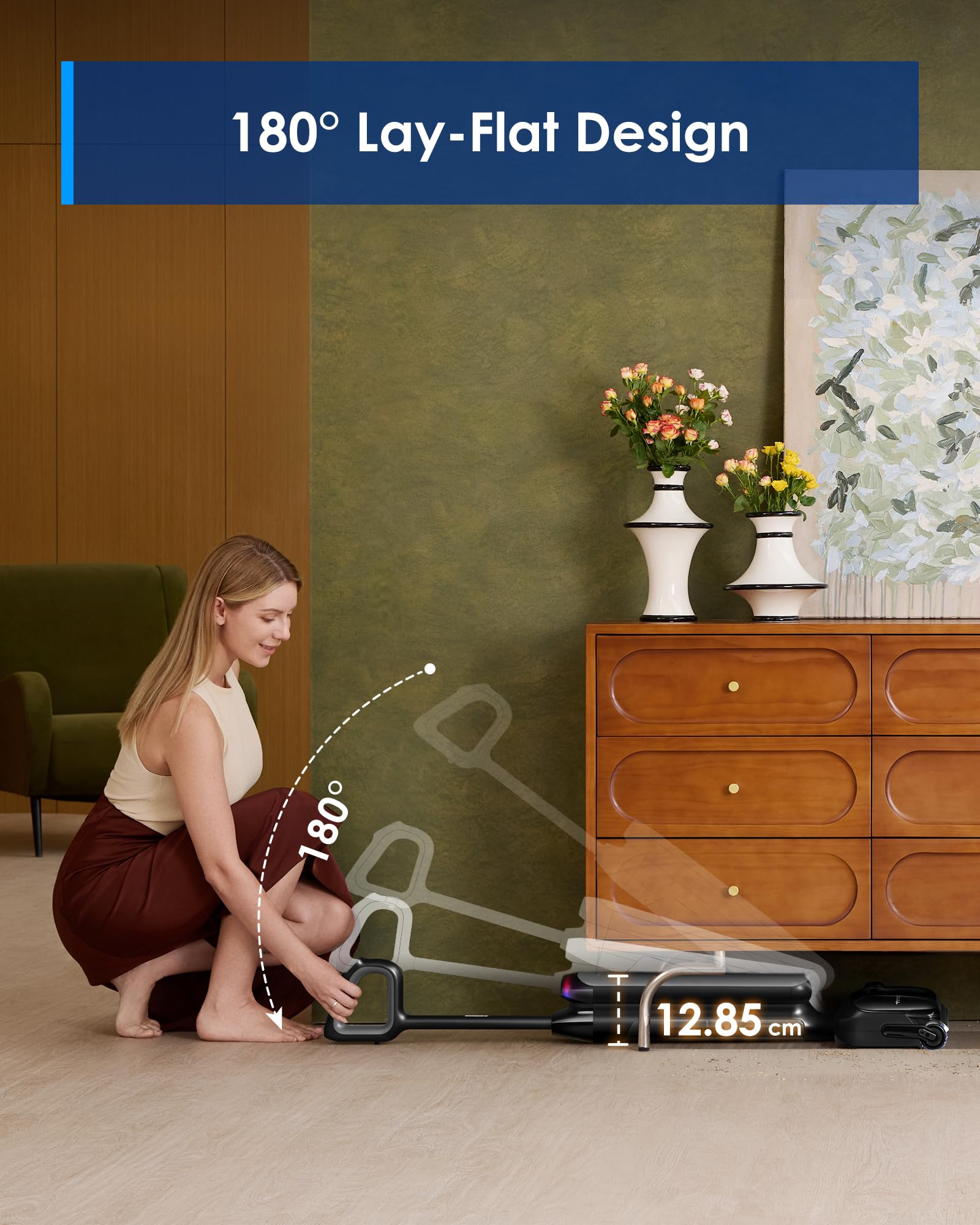 Tineco Floor One S7 Artist Nass Trockensauger, 22kPa Nasssauger, DualBlock Anti-Tangle-Design, 85°C Flashdry, 50 Min Laufzeit, Beidseitige Reinigung, 180° Lay-Flat Staubsauger für Hartböden Tierhaare 9