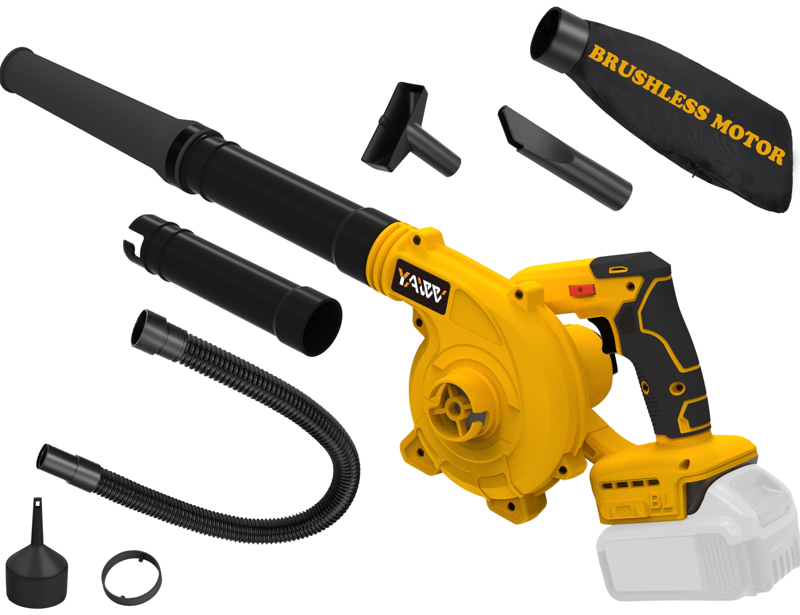 Photo 1 of **MISSING ATTACHMETS*** Cordless Leaf Blower for Dewalt 20V Max Battery, Jobsite Air Blower with Brushless Motor,6 Variable Speed Up to 180MPH,2-in-1 Handle Electric Blower and Vacuum Cleaner(Battery Not Included)