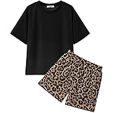 Arshiner Girls 2 Piece Outfits Summer Clothes Short Sleeve Tops and Short with Pockets Kids Fashion Clothing Sets