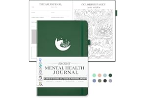 SIMSIMY Mental Health Journal, 91-Day Self Care Journal for Women Men, Guided Anxiety & Stress Relief Journal with Mood Tracker, Cognitive Behavioral Therapy Journaling with Mental Health Coloring Pages & Dream Log