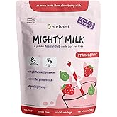 Nurished Mighty Strawberry Milk - Kids All-in-One Daily Protein Powder & Multivitamin Boosted with 2 Billion Probiotics & Organic Spinach - Natural Flavors, Colors & Sweeteners - 15-30 Servings