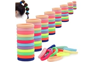 Antye 100Pcs Hair Ties - No Damage Seamless Elastic Pony Tail Holders For Thick or Thin Hair, No Snag, Dent, or Breakage - Rainbow Color