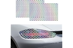 Lecctso 2PCS Car Rear Tail Light Lamp Stickers Honeycomb Type Decal, 18.9"×11.8" Car DIY Self Adhesive Tint Film Sheet Universal for Car Rear Tail Light Headlamp Taillight Cover Trim (Colored)