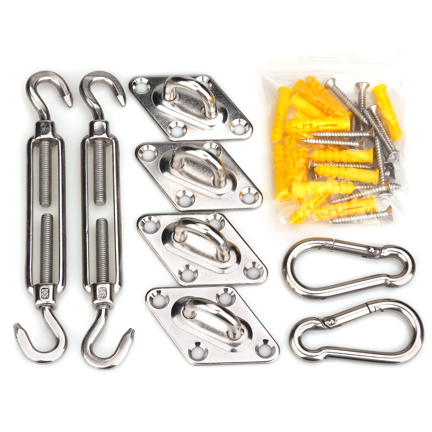 SUPDMZJ Shade Sail Hardware Kit Stainless Steel Awning Mounting Kit for Lawn Garden Patio Deck Outdoor (6") 304 Stainless Steel
