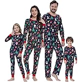 MyFav Christmas Pajamas for Family Cute Snowman Print Long Sleeve PJS Set