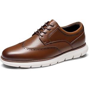 Bruno Marc Men's Leather Dress Sneakers | All-Day Comfort Casual Lightweight Cushioning Wingtip Oxfords
