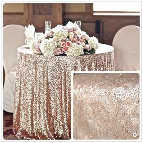 90'' Round Sequin Tablecloth Wedding Cake Tableclothchampagne Blush