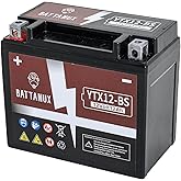 Battanux YTX12-BS Battery & Motorcycle Battery, Sealed SLA/AGM 12V12Ah ATV/UTV/Snowmoble/Motor bike Battery Maintenance Free 